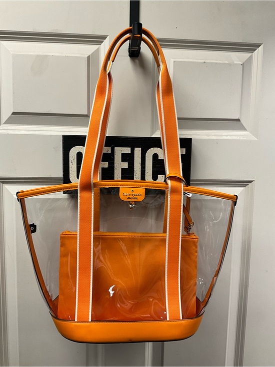 kate spade | Bags | Kate Spade Transparent And Orange Tote  kate spade Orange Clear Tote with Pouch